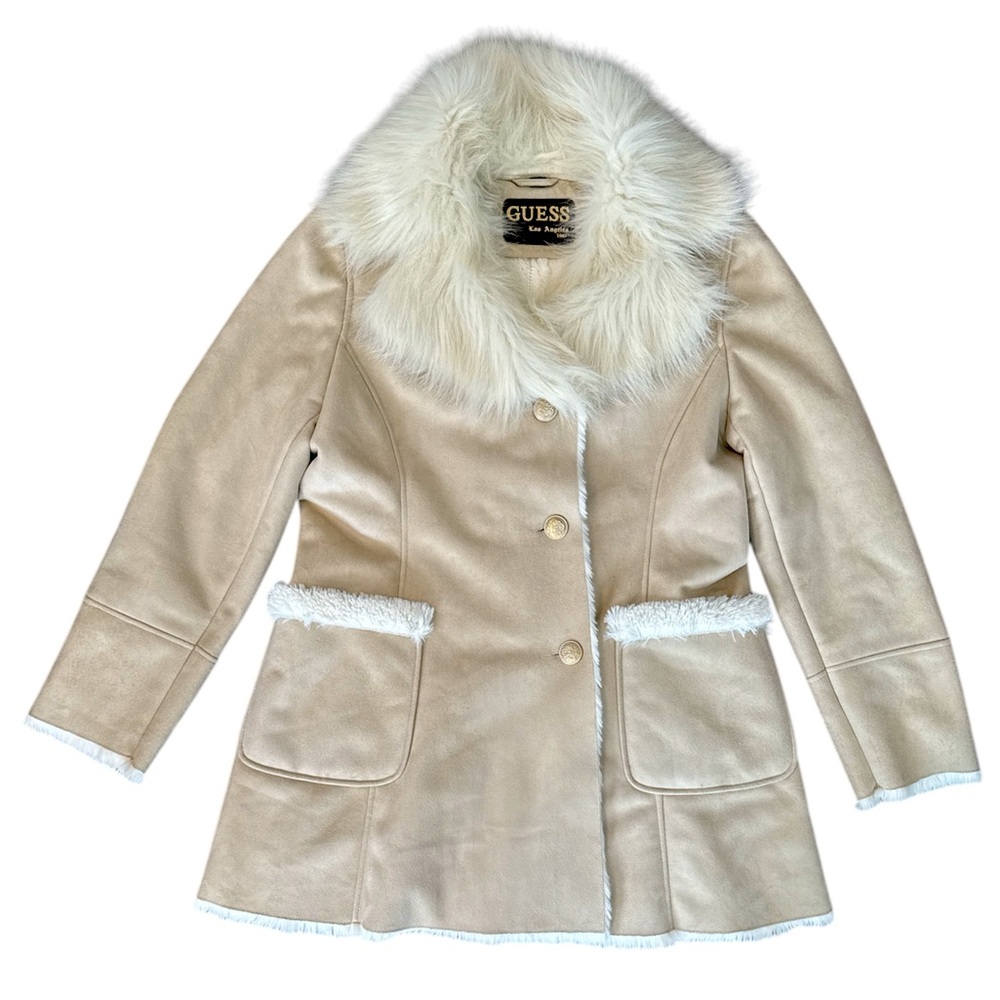 Vintage 90s Guess Faux Fur Long Coat